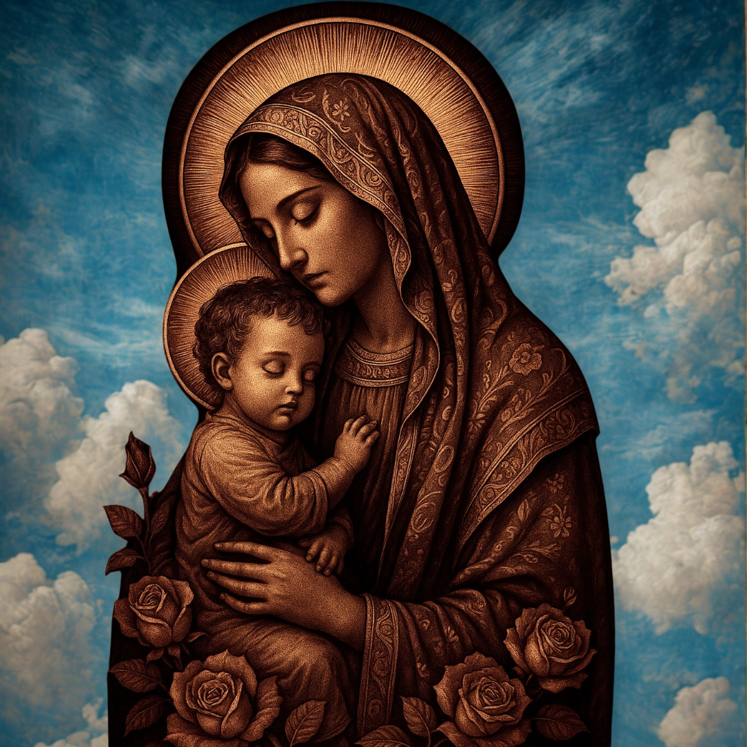 Religious Icon Art Print of Our Lady and the Child Jesus