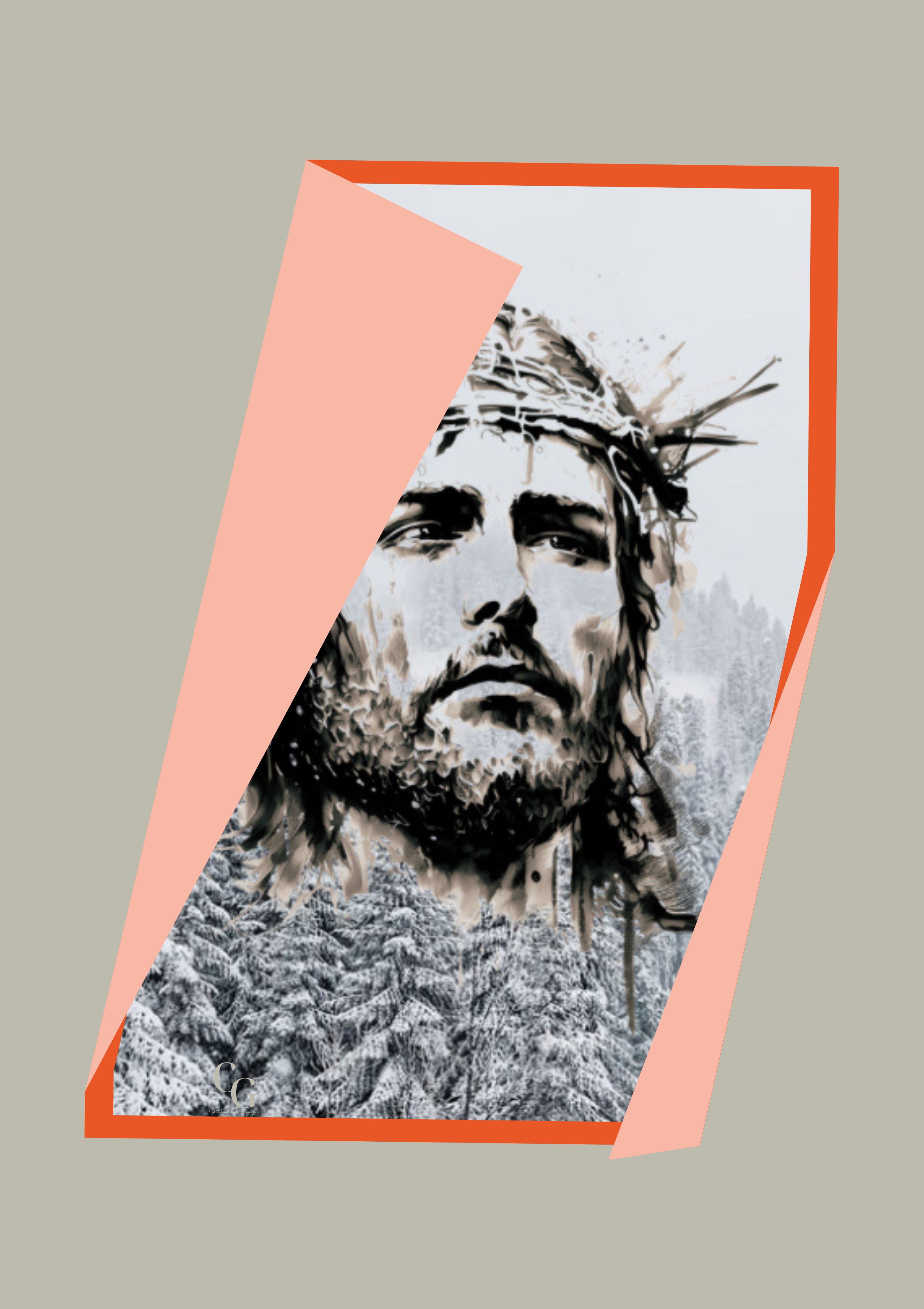 Winter Forest Crowned Jesus Art Print