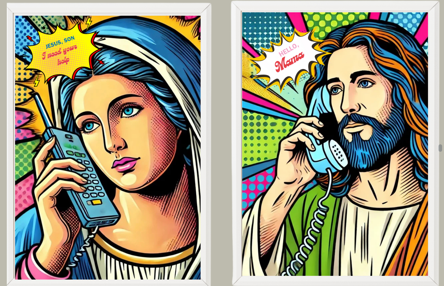 Pop Art - Jesus & Mary’s telephone Call — Wall Prints