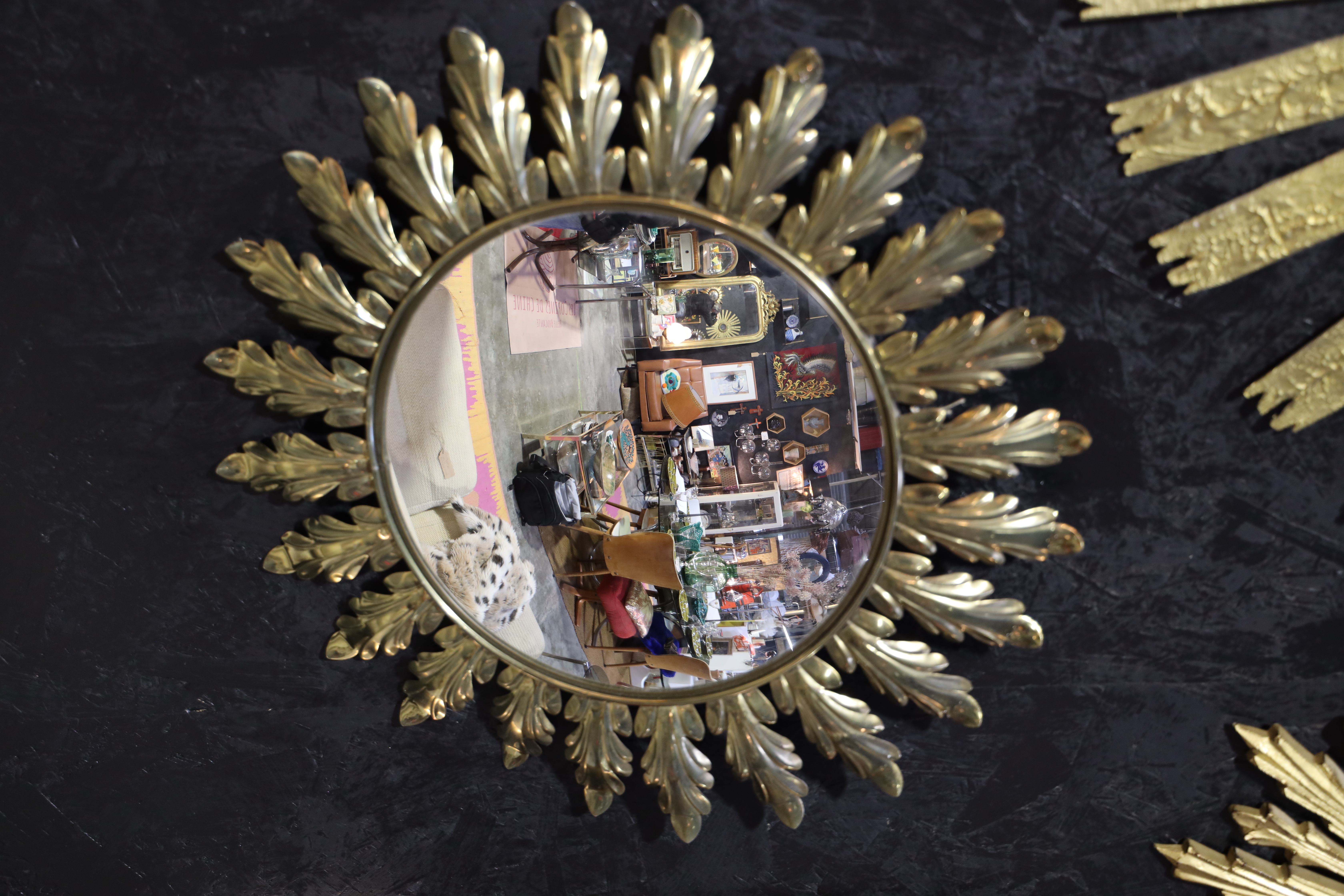 Miroir vintage Sunburst en laiton