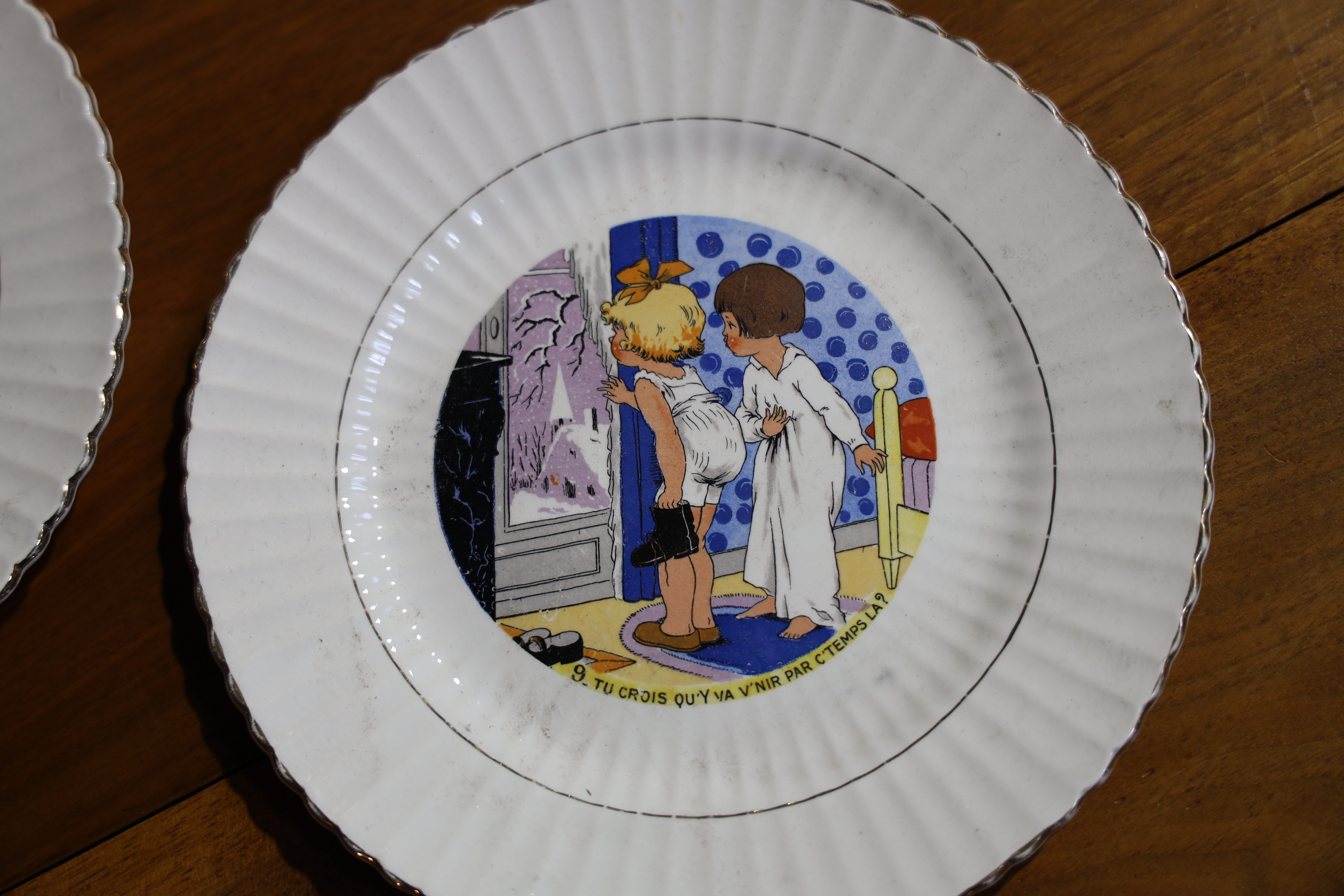 SERVICE DE 12 ASSIETTES À DESSERT EN PORCELAINE "DIGOIN"