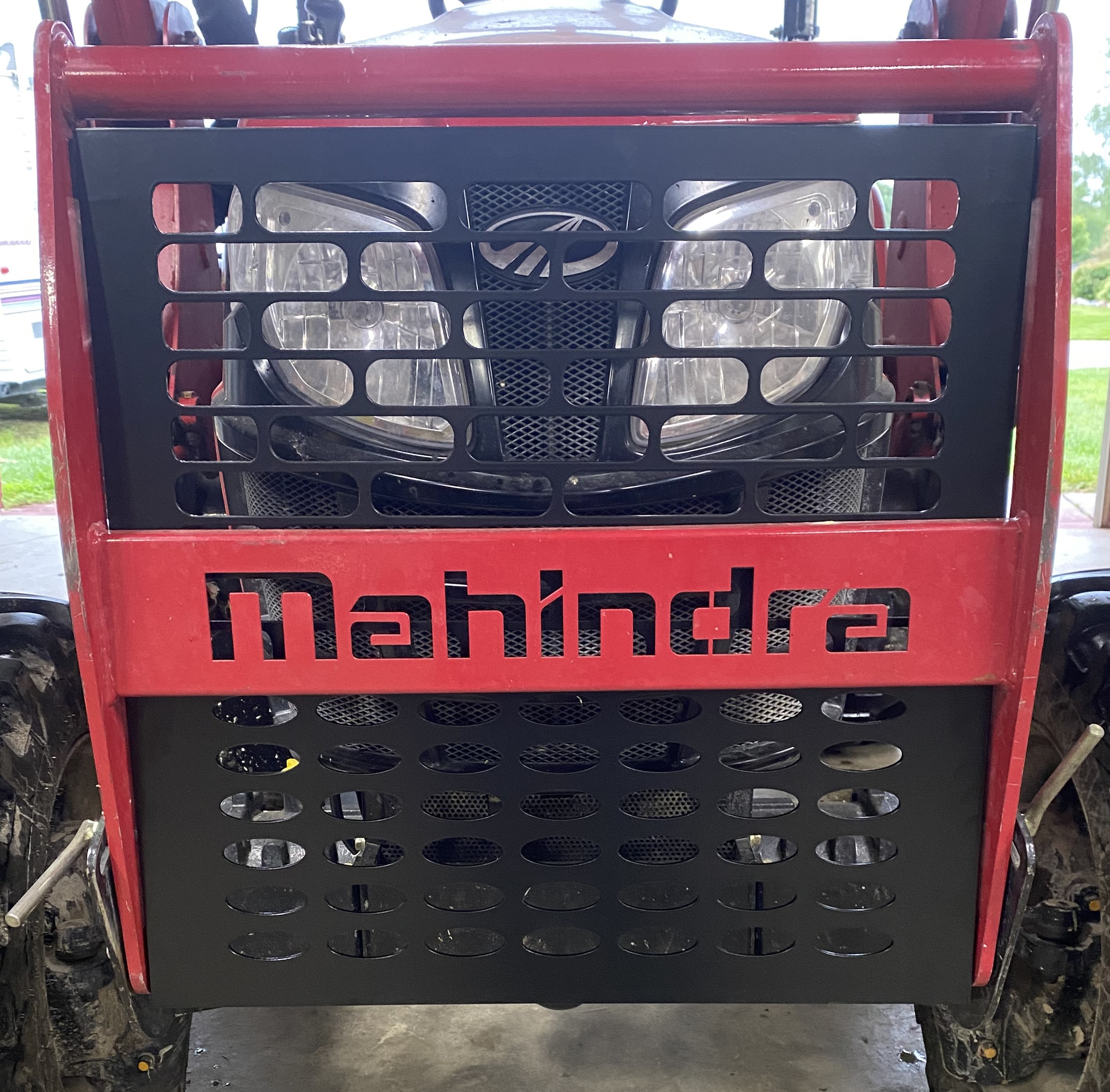 Slotted grill guard for Mahindra tractor models 2538, 2540, 2545, 2638, 2645