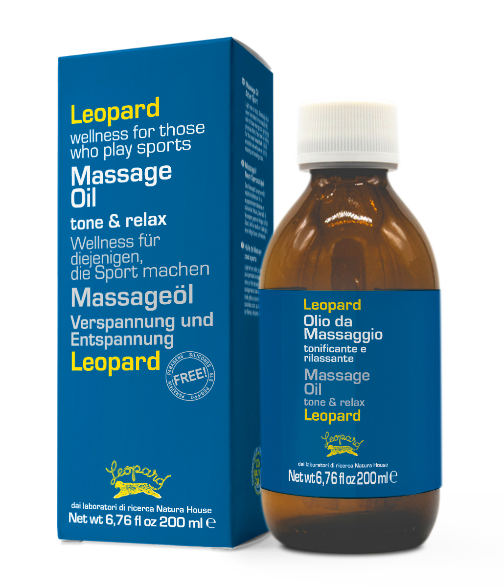 NATURA HOUSE LEOPARD SPORT Tonizuojantis ir atpalaiduojantis masažinis aliejus