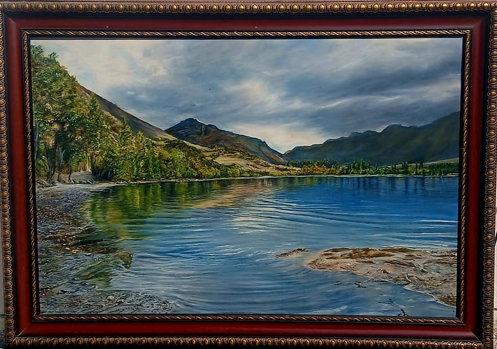 Landscape Painting with Ornate Frame