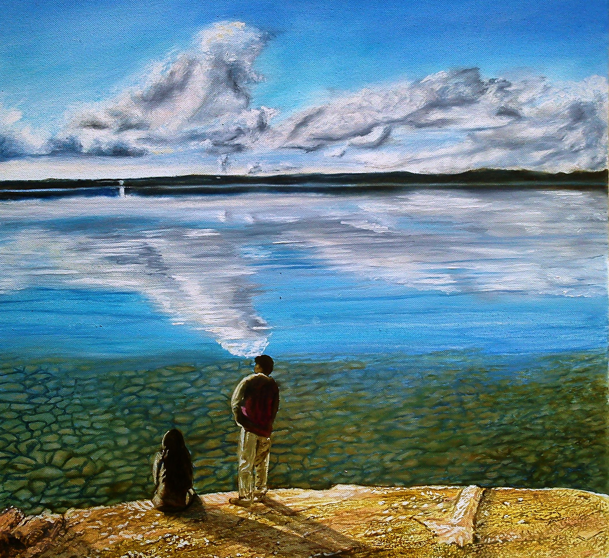 Scenic Lake Landscape Painting