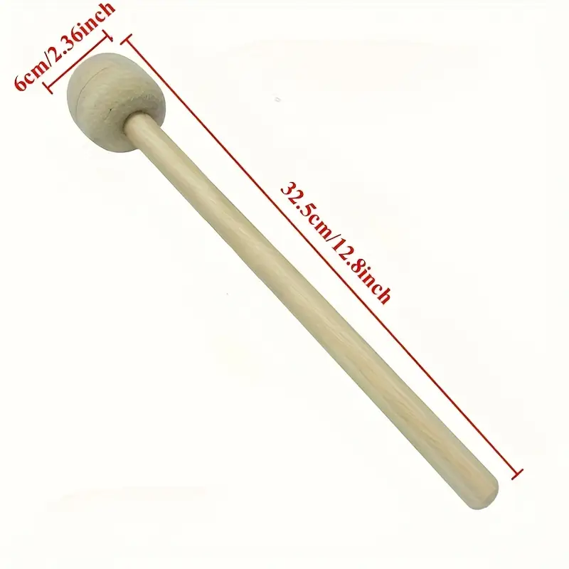Pair of bass drum mallets -A nti-Slip Bass Percussion Sticks with Light Wood Handles, Beige, 13-Inch