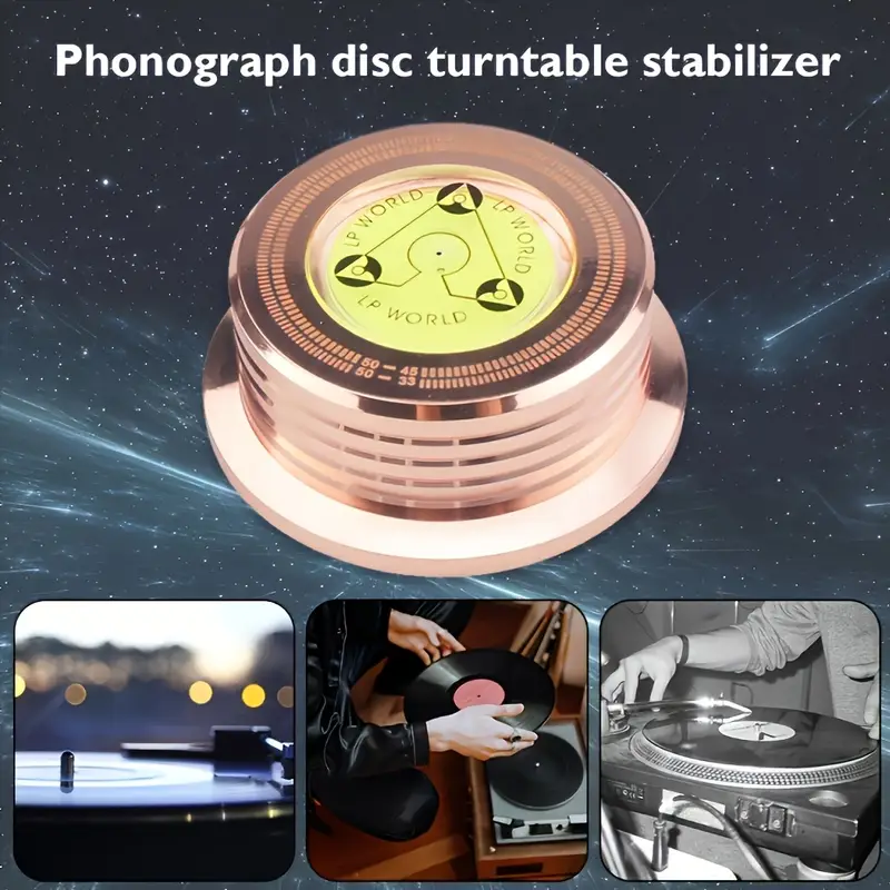 Phonograph Disc Turntable Stabilizer with bubble level indicator