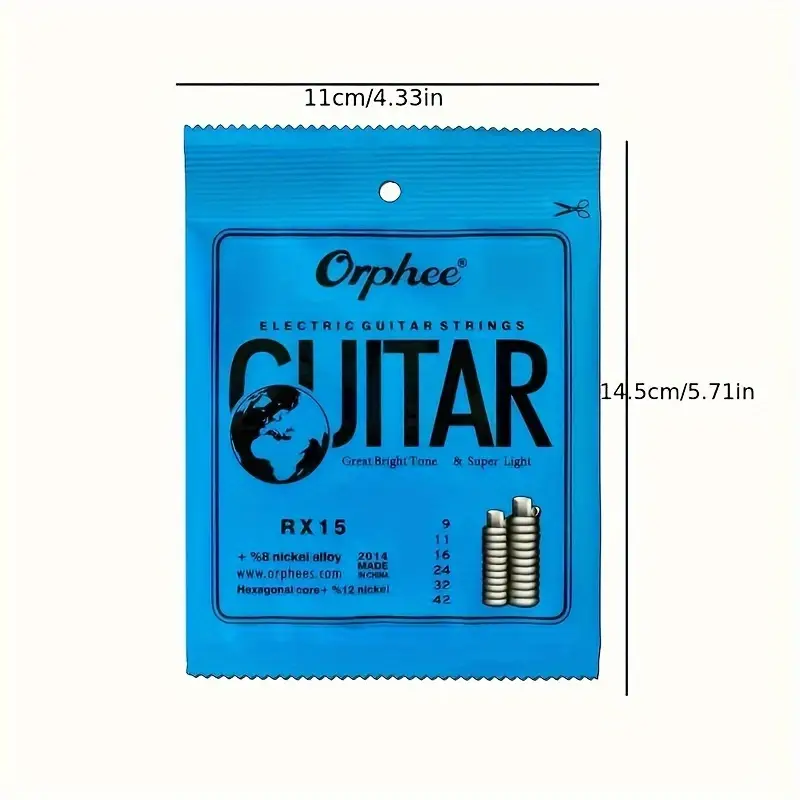 Orphee RX15 6pcs Electric Guitar String Set (.009-.042) 