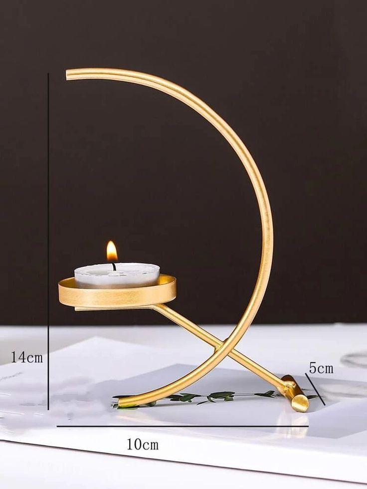 Modern Gold Candle Holder | Stylish Candle Stand | Crescent