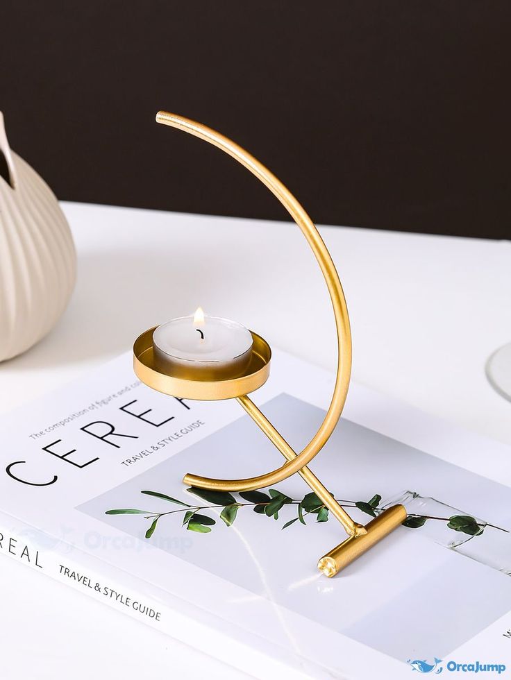 Modern Gold Candle Holder | Stylish Candle Stand | Crescent