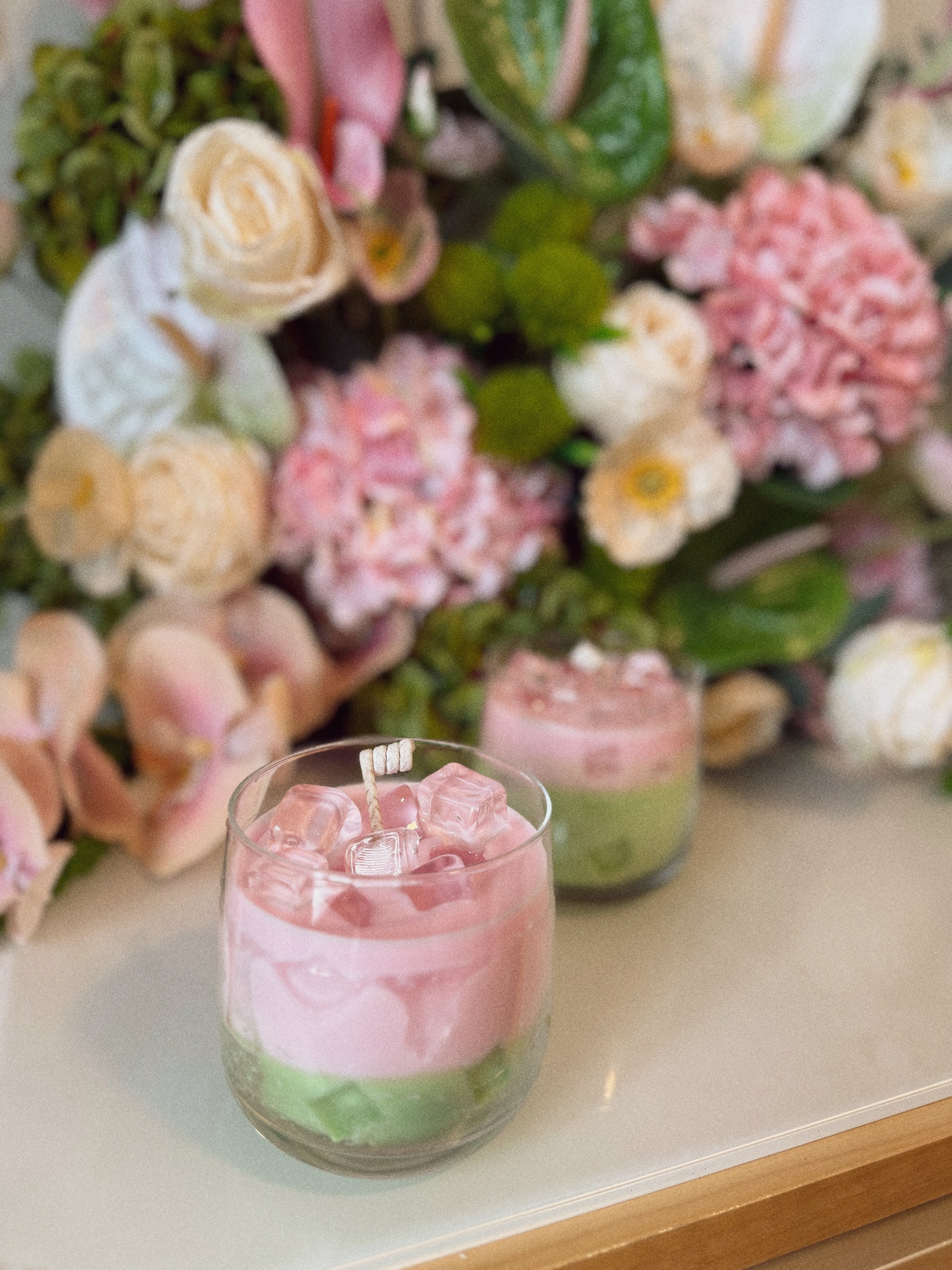 Strawberry matcha with Ice Cubes Candle | Scented Candle | Creme Douce