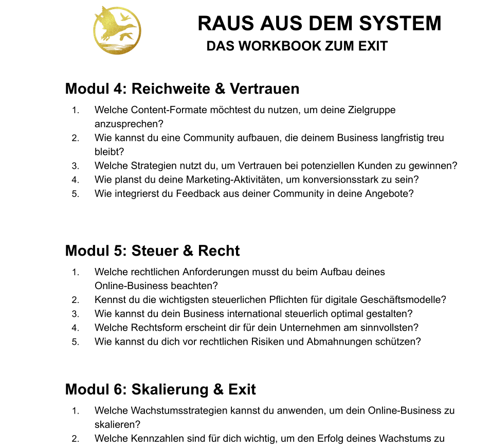 Kurs 2: Auswandern & Passives Einkommen – Freiheit genießen, statt Kriege finanzieren