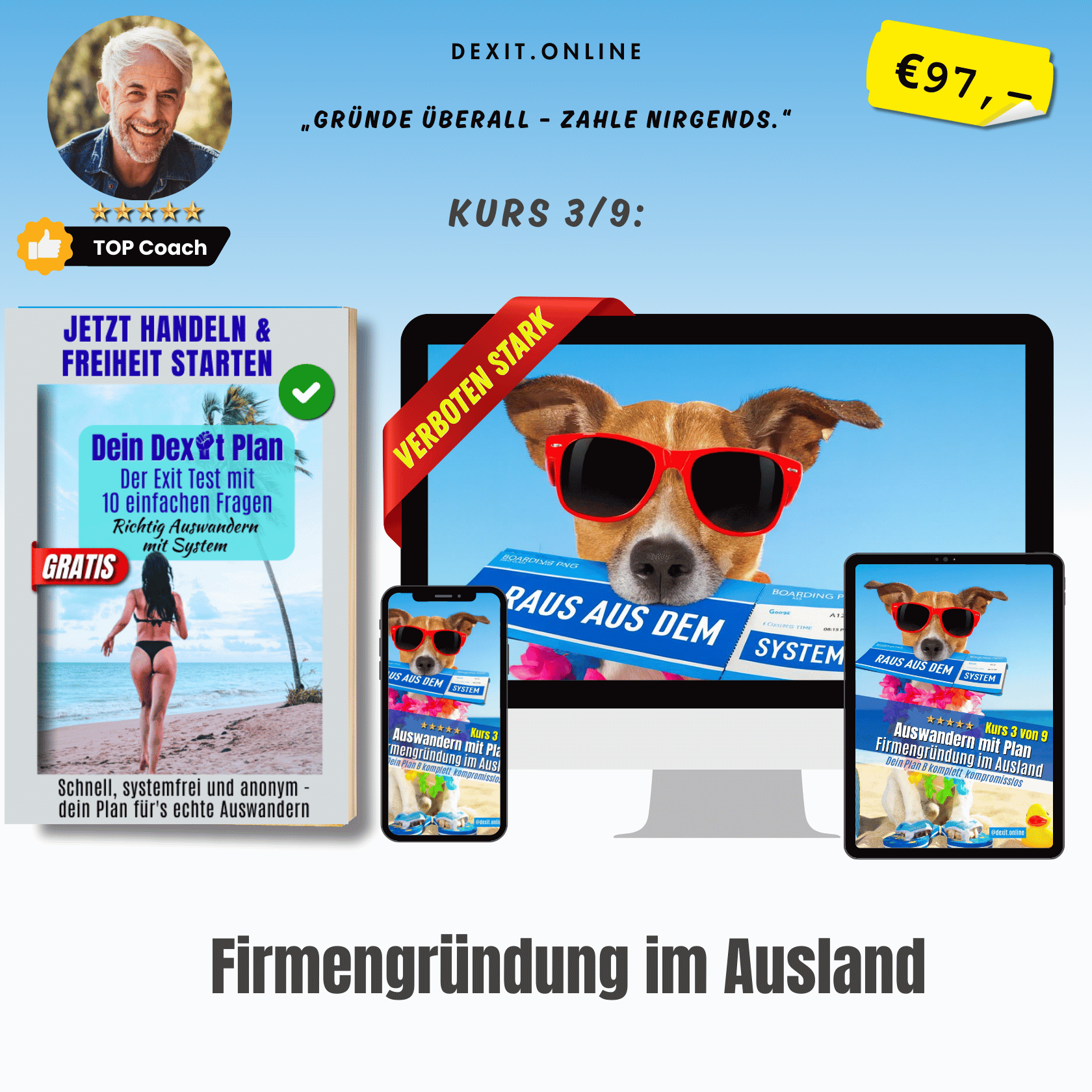 dexit.online  Kurs 3: Auswandern & Firmengründung im Ausland ⭐️⭐️⭐️⭐️⭐️