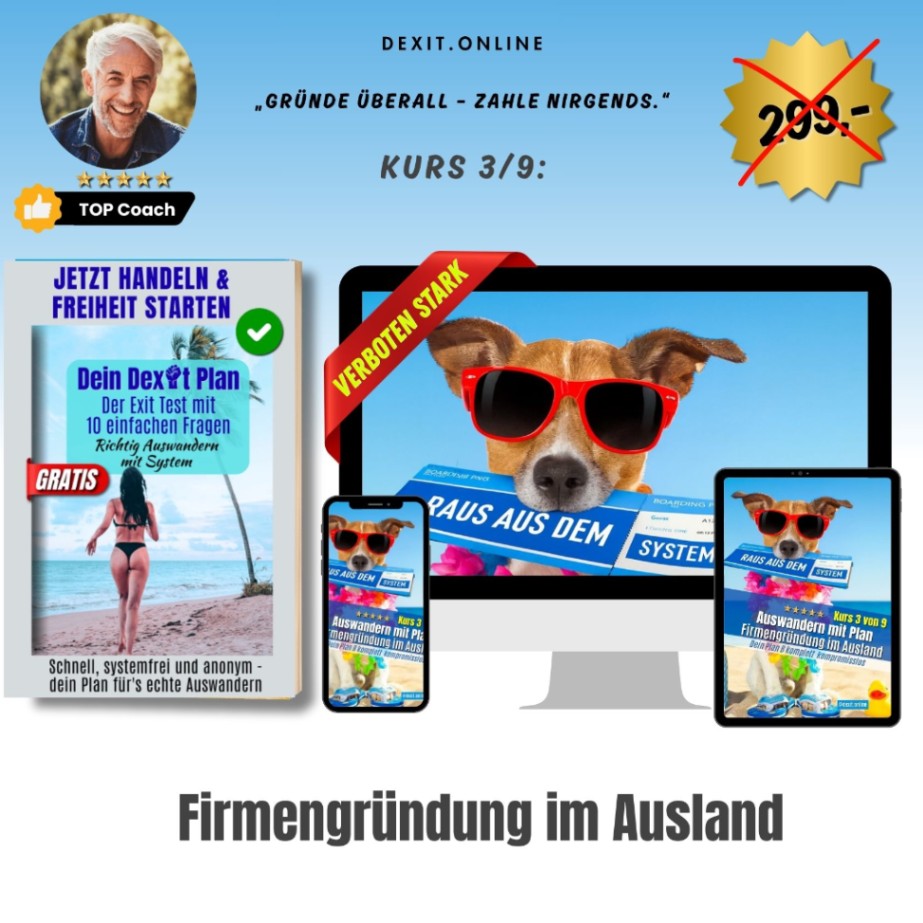 dexit.online  Kurs 3: Auswandern & Firmengründung im Ausland ⭐️⭐️⭐️⭐️⭐️