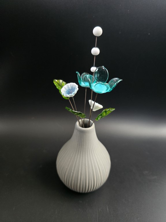 Vase décoratif avec fleur en verre de Murano