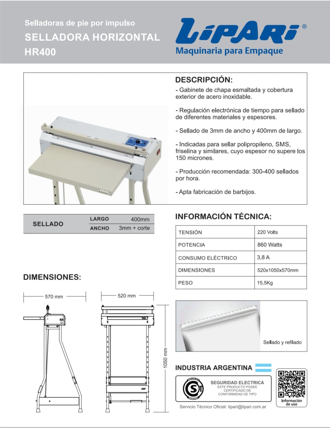 Selladora horizontal HR400