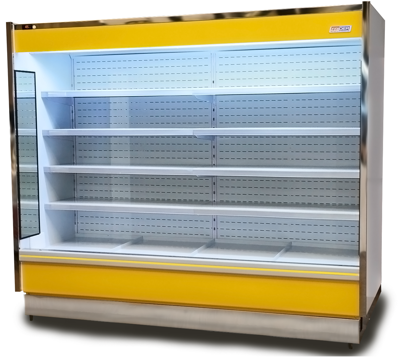 Exhibidora abierta para lácteos frutas y verduras 2.50 mts Equipo a distancia Frider