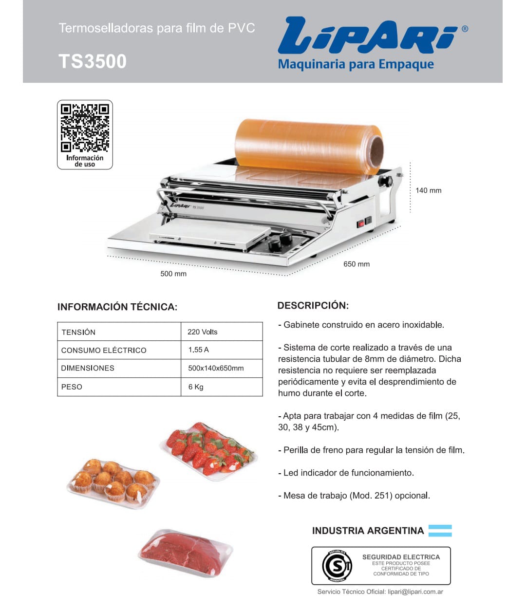 Termoselladora para Film de PVC TS3500