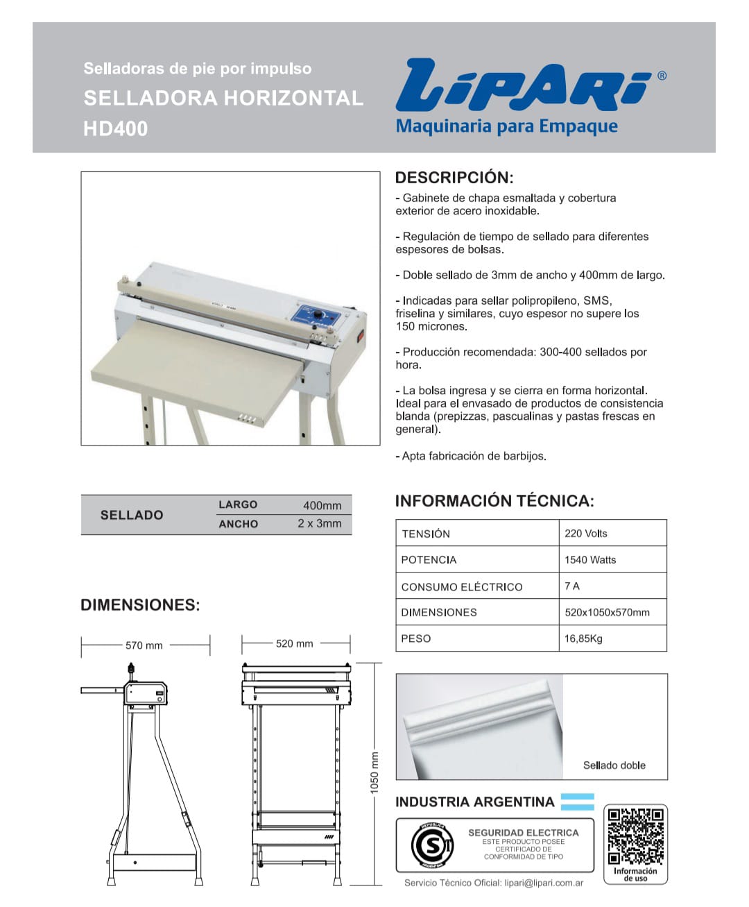 Selladora horizontal HD400