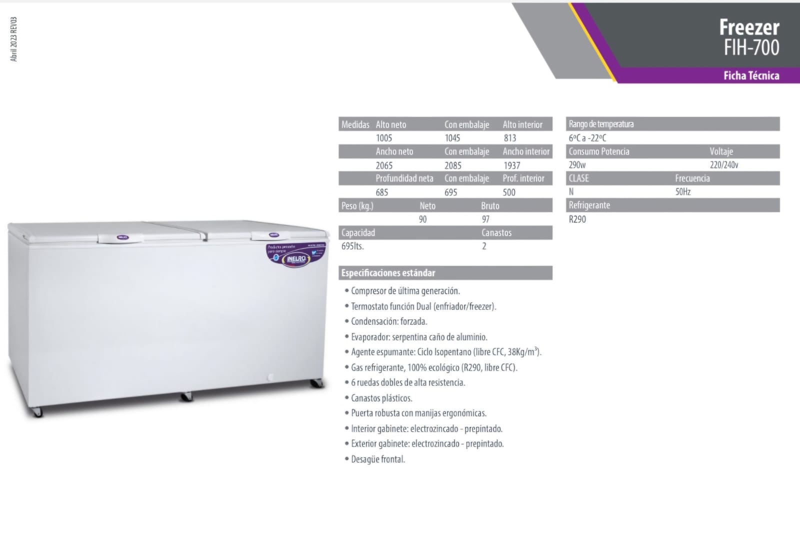 Freezer FIH 700 Inelro 
