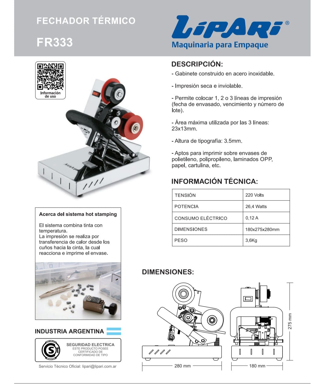 Fechador Térmico  FR333