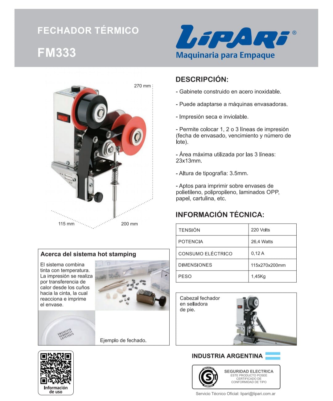 Fechador Térmico  FM333