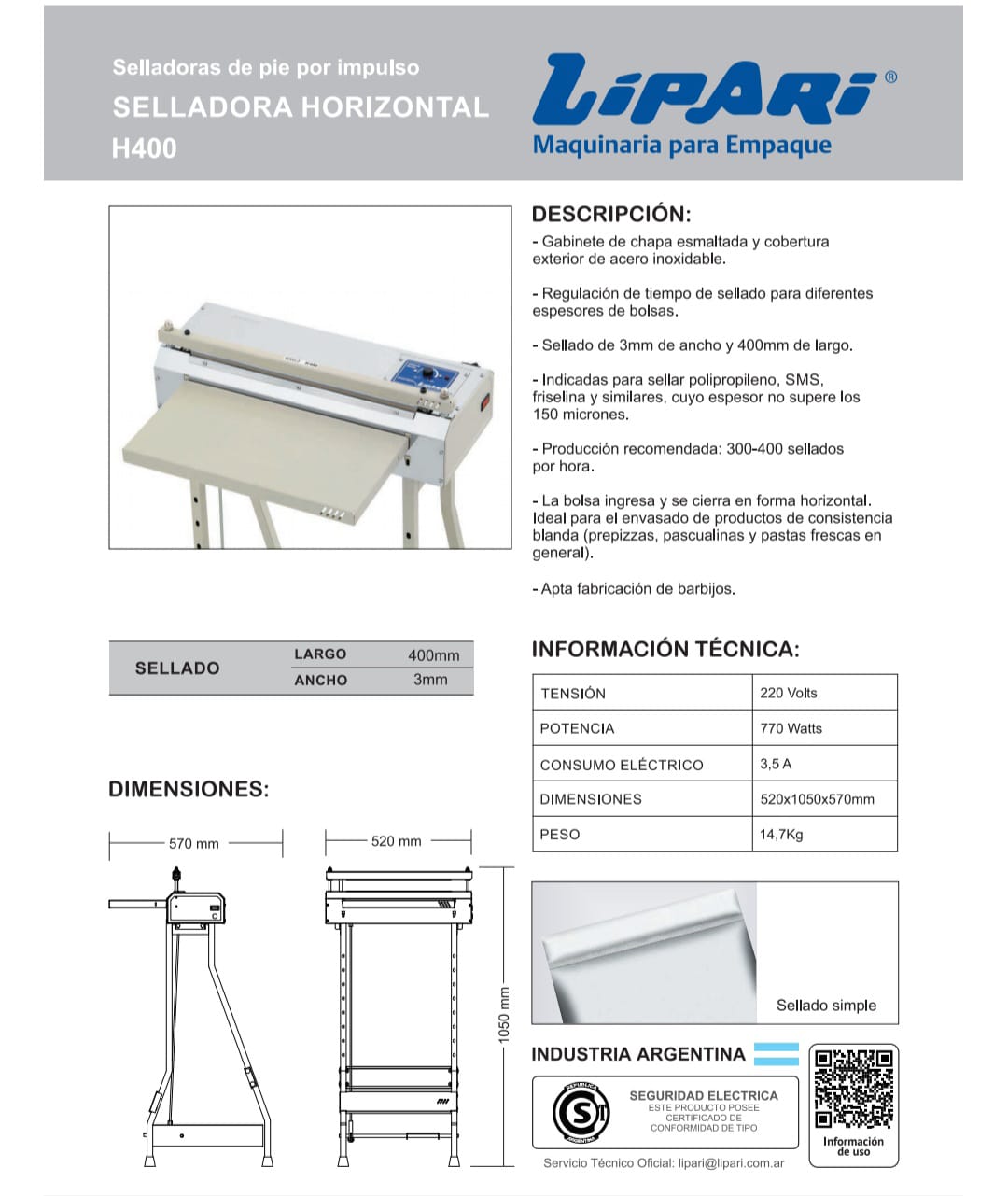 Selladora horizontal H400