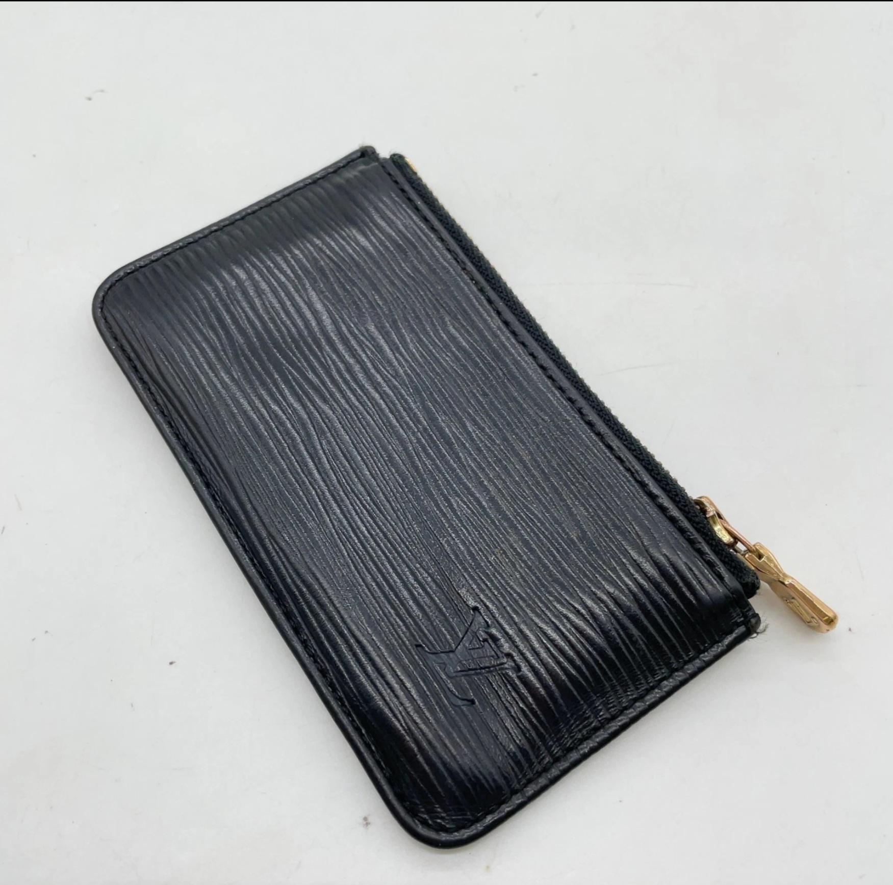  Louis Vuitton Black Epi Pochette Key case with key chain