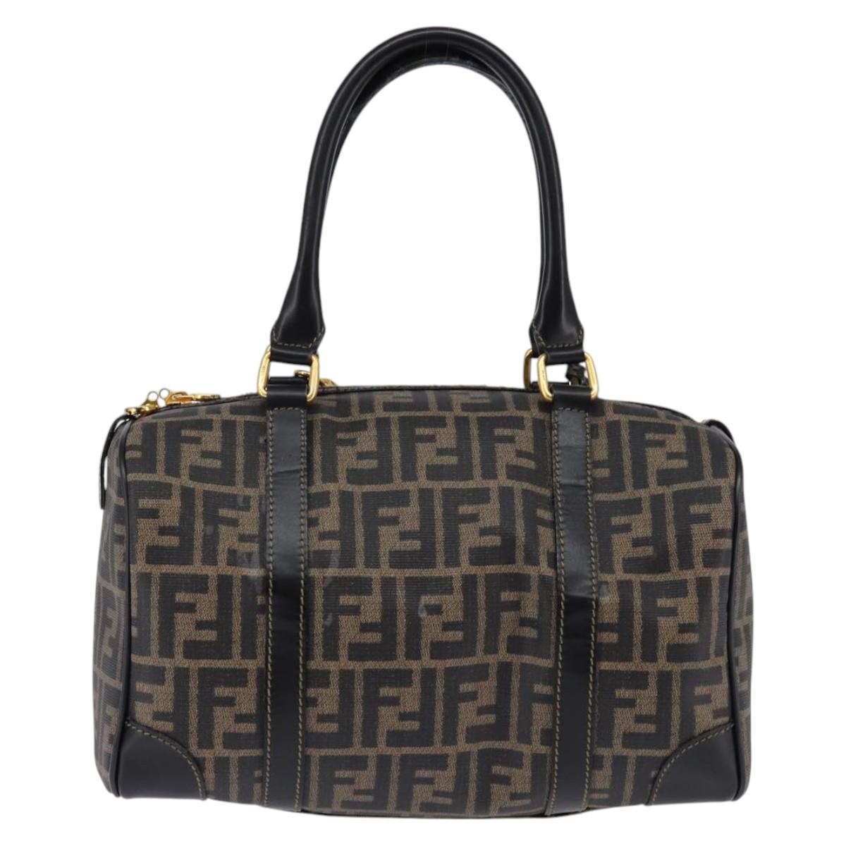 Fendi Zucca Boston Bag Classic FF Monogram Canvas with Lock and Keys