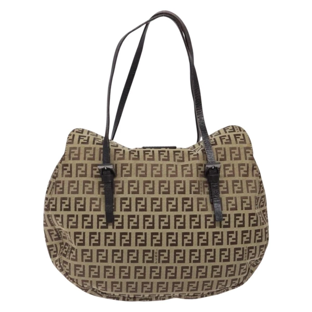 FENDI Zucchino Canvas Mamma Baguette Shoulder Bag 