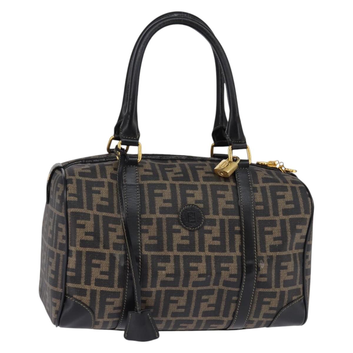 Fendi Zucca Boston Bag Classic FF Monogram Canvas with Lock and Keys