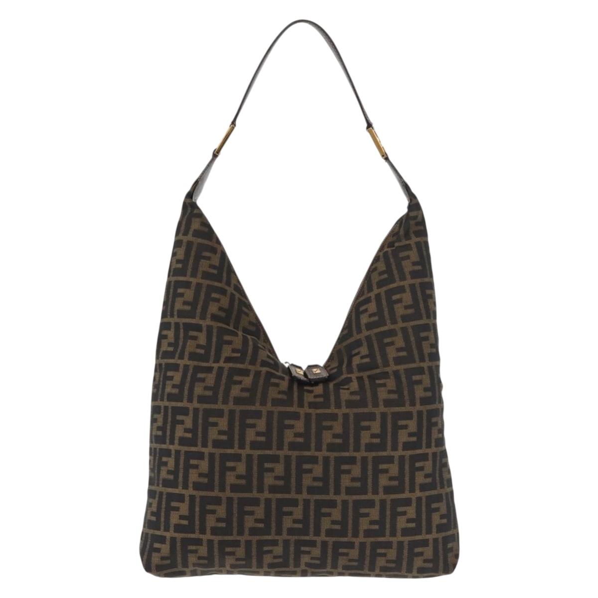 Fendi Zucca Hobo Canvas Shoulder Bag