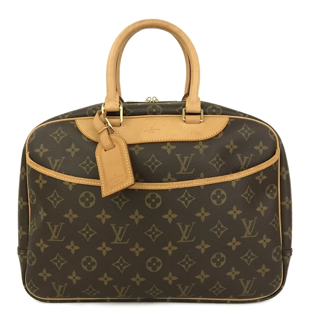 Louis Vuitton Deauville Boston Bag Monogram Canvas Brown Vintage Travel Handbag VI0948