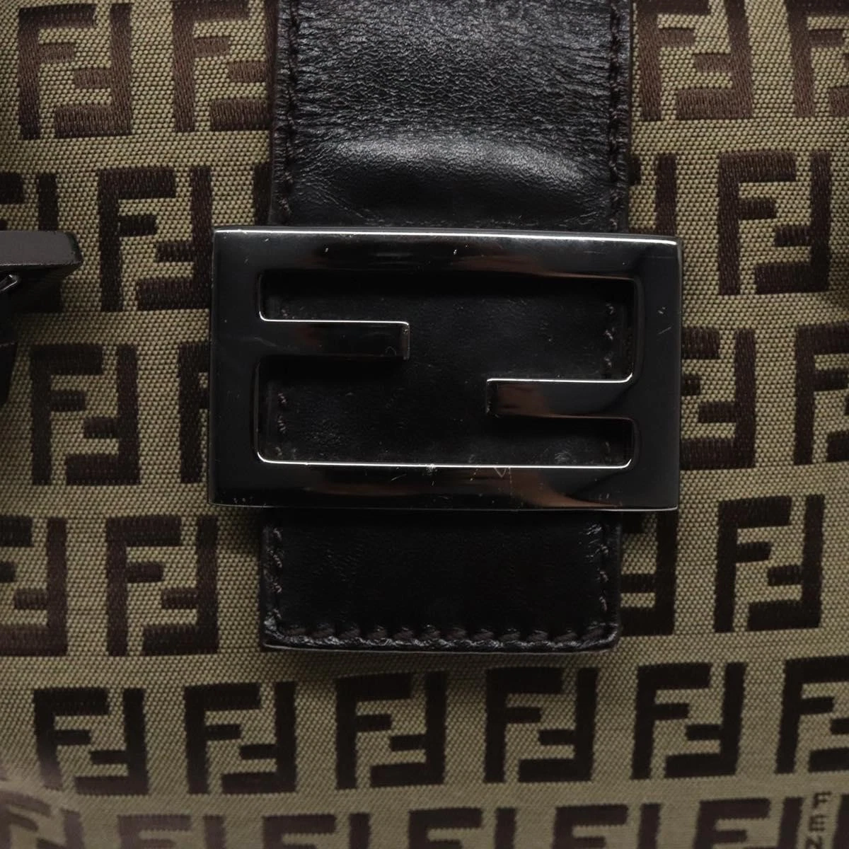 FENDI Zucchino Canvas Mamma Baguette Shoulder Bag 