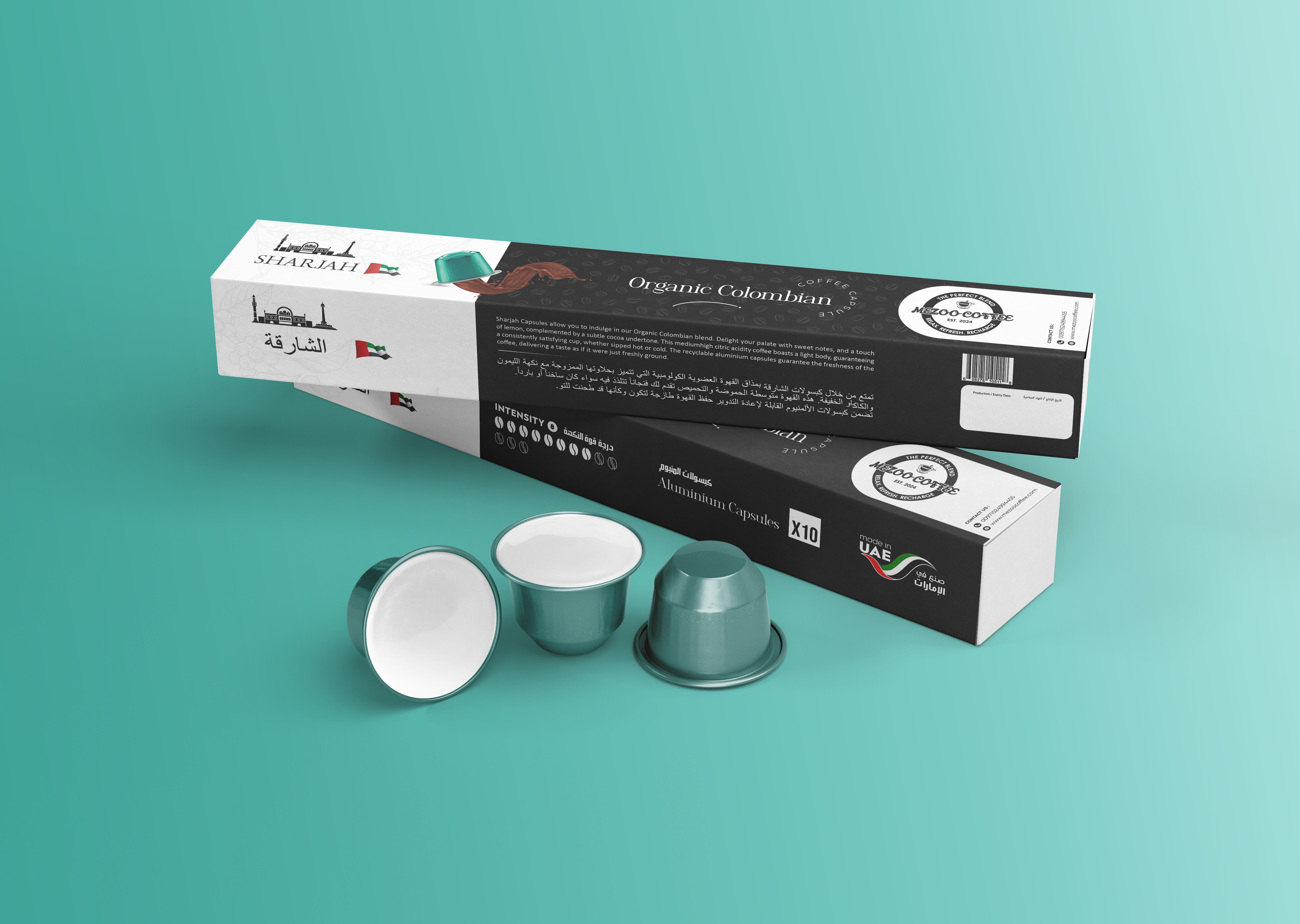 Sharjah Coffee Capsules Organic Colombian