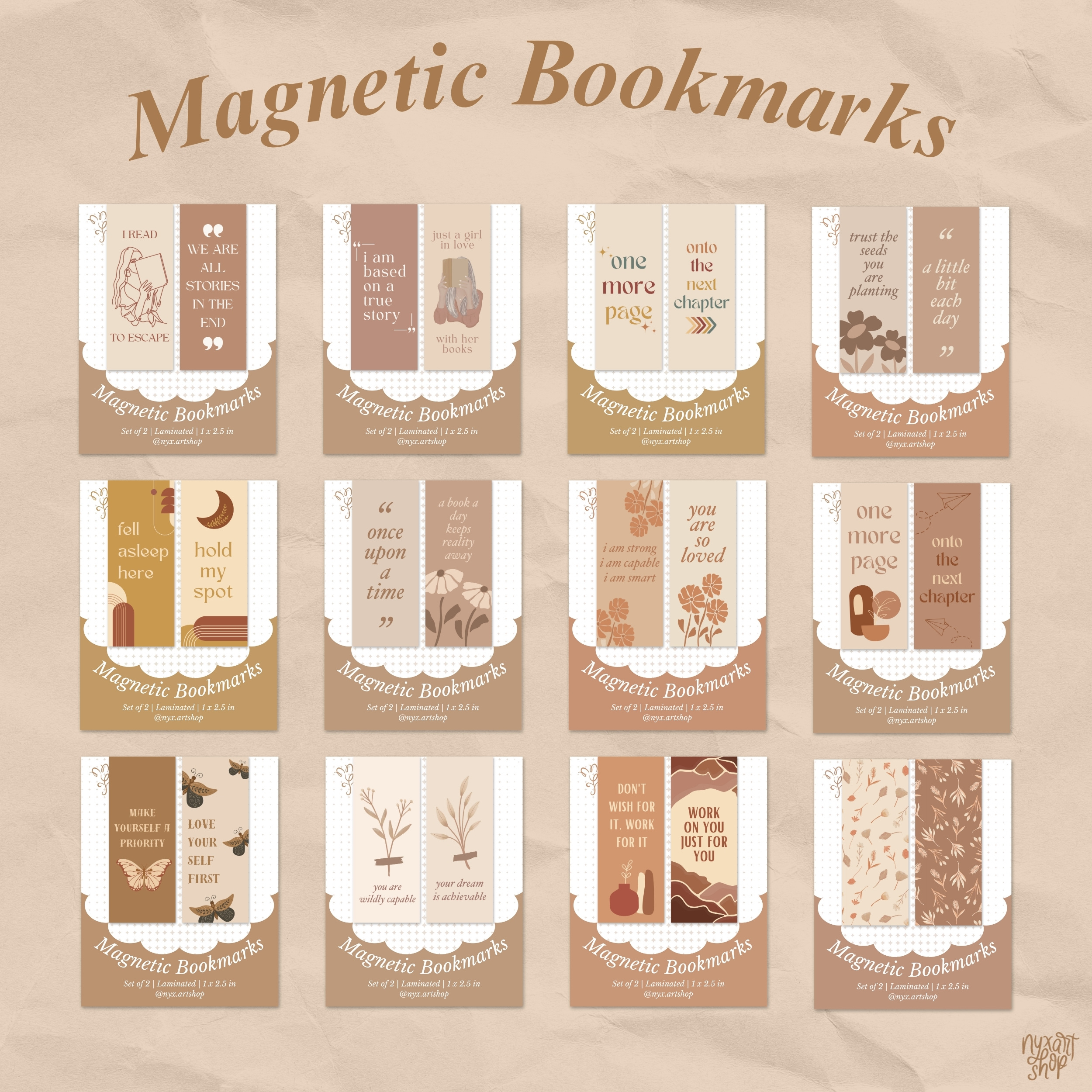 Cozy Beige Set | Duo Magnetic Bookmarks (1/3)