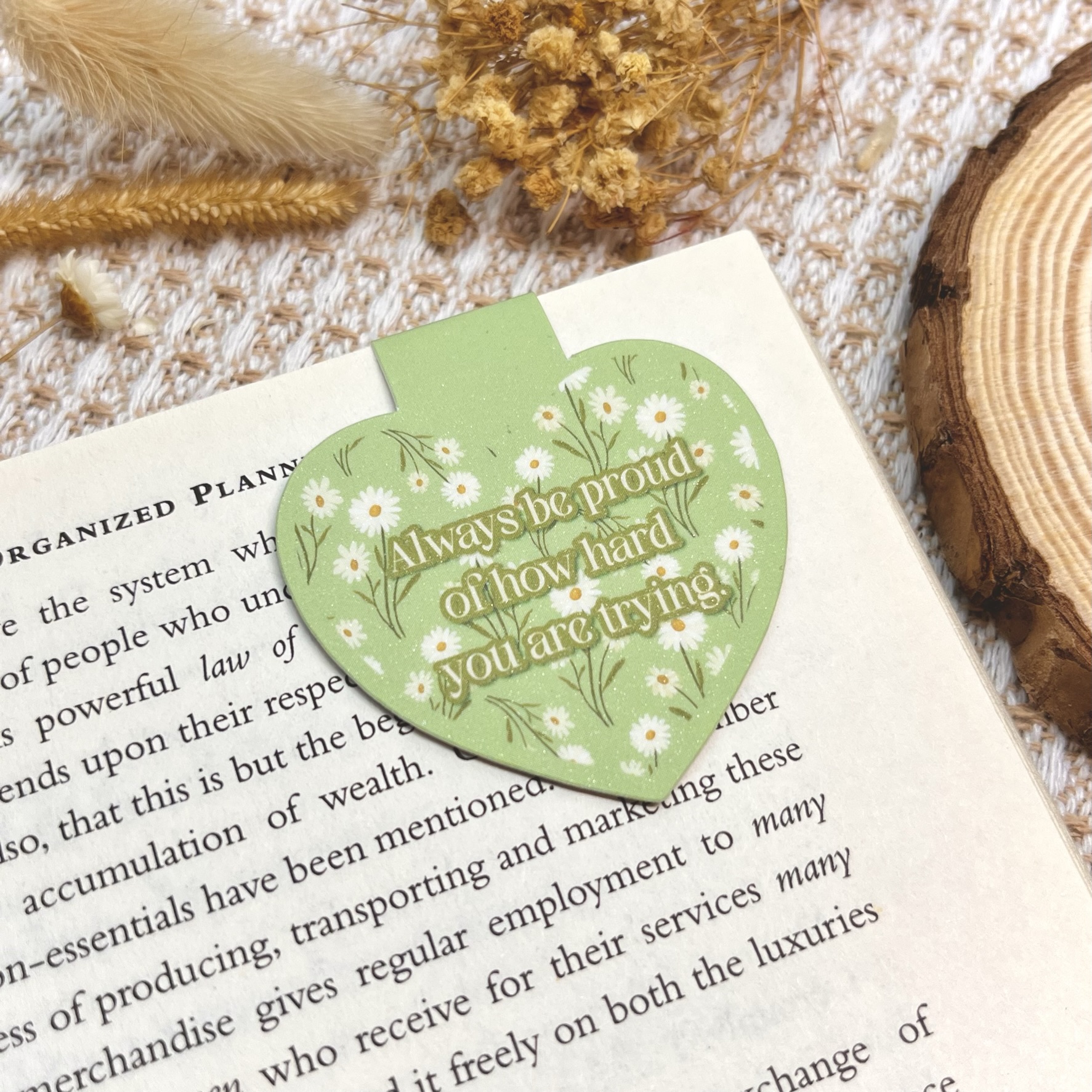 Floral Patterned Inspirational Magnetic Bookmarks
