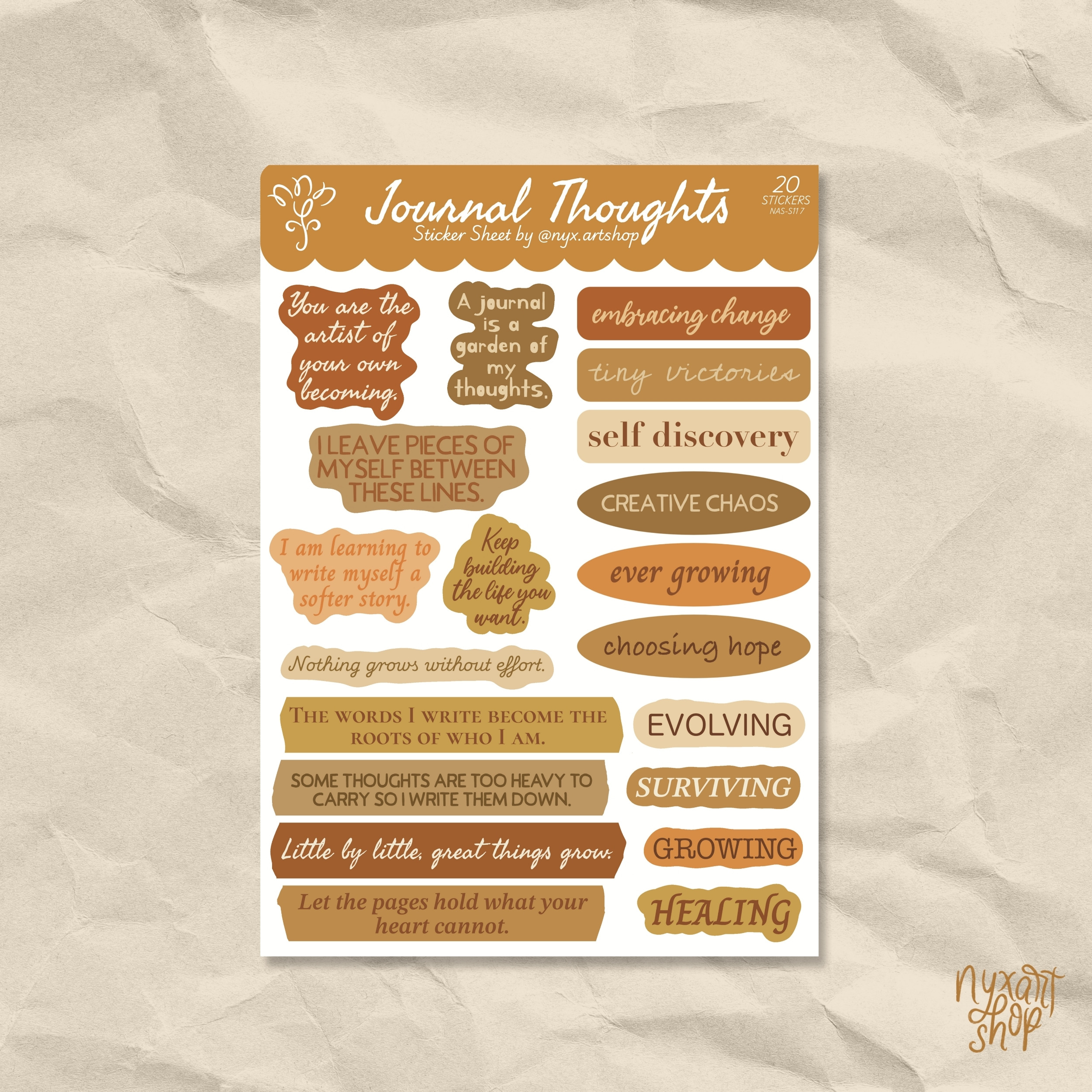 Journal Thoughts (Vintage) Sticker Sheet
