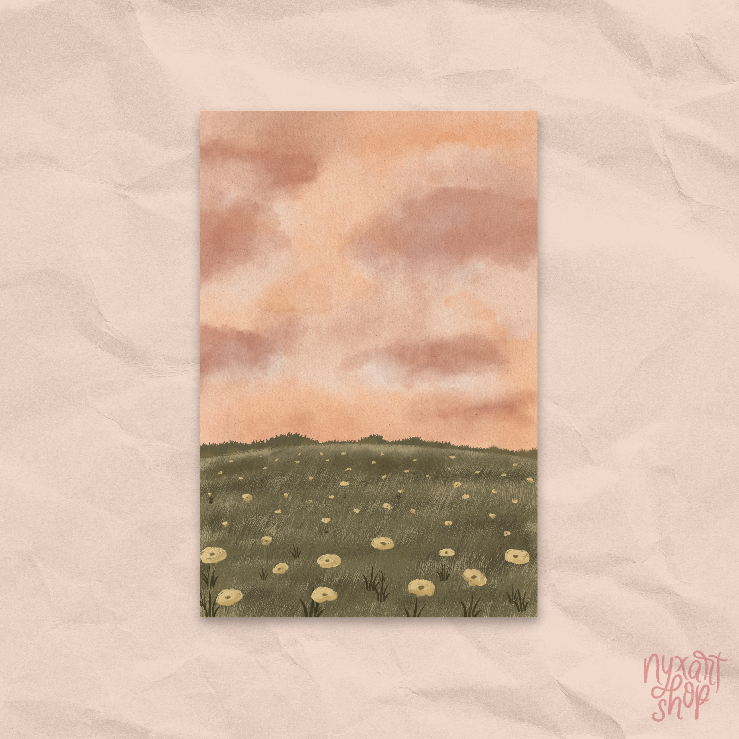 Pink Skies & Green Field | Art Print