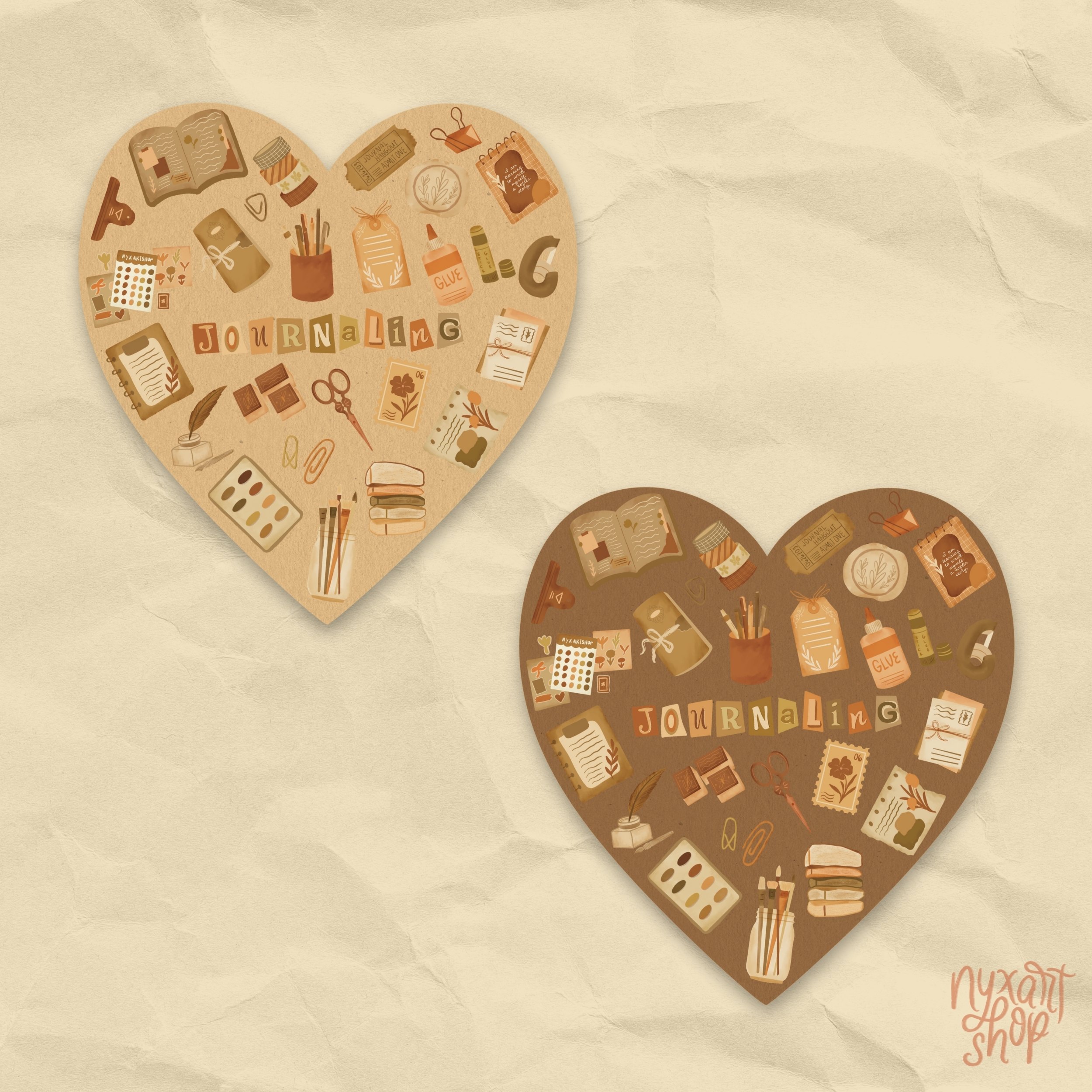 Journaling Things Heart Waterproof Vinyl Stickers