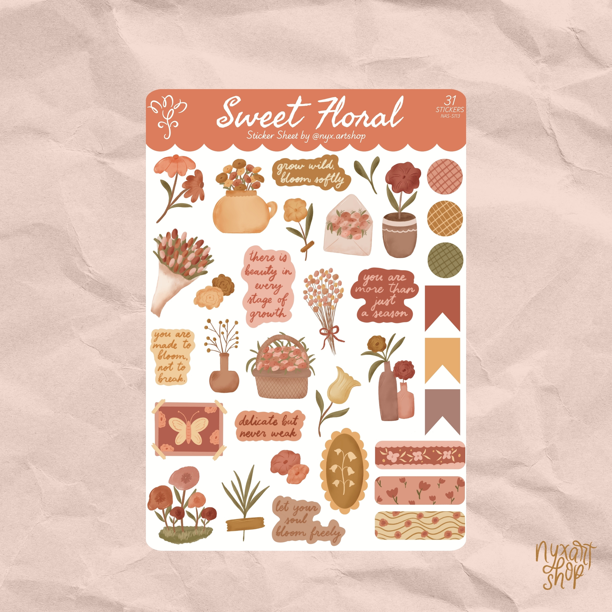 Sweet Floral Sticker Sheet