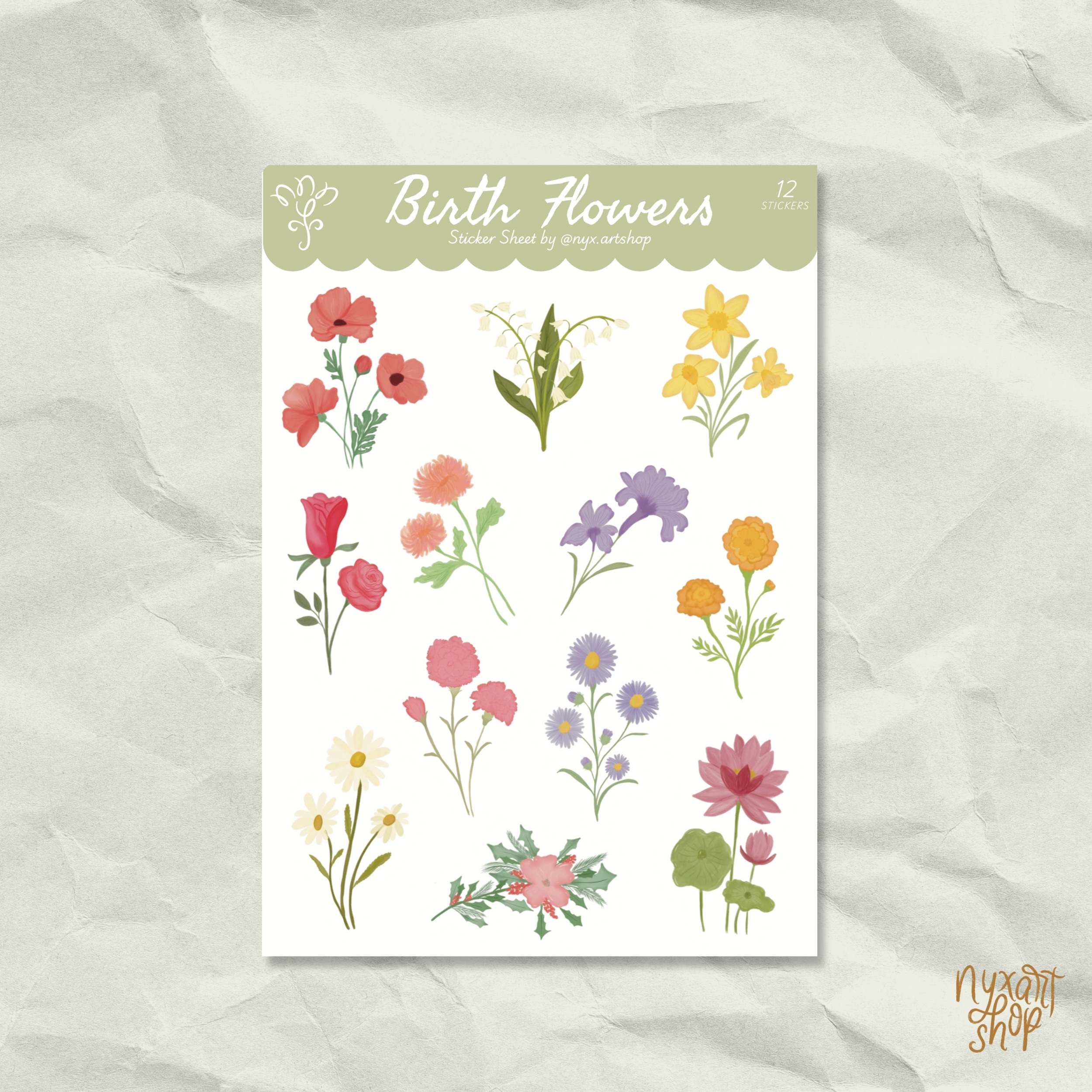 Birth Flowers Sticker Sheet