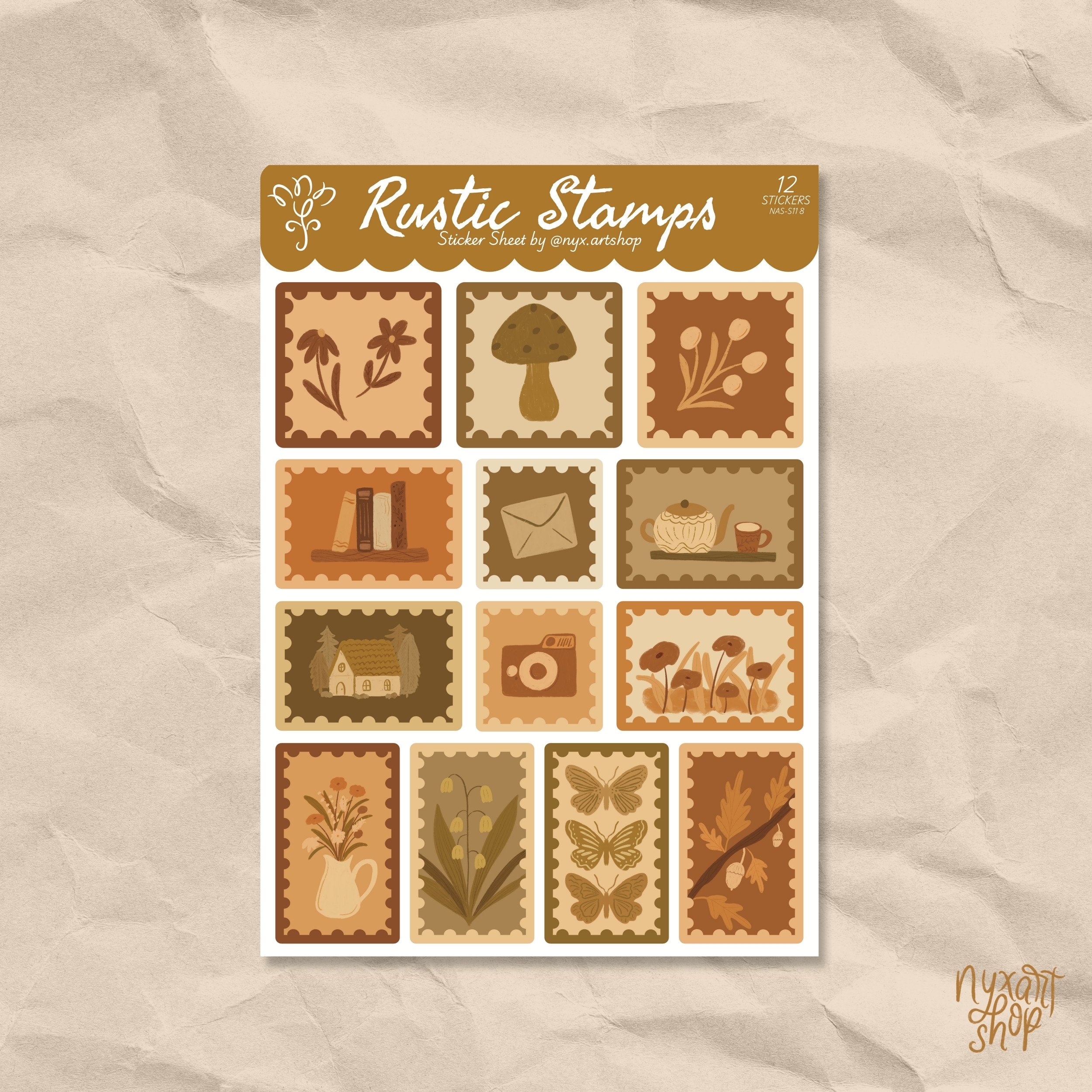 Rustic Stamps Sticker Sheet