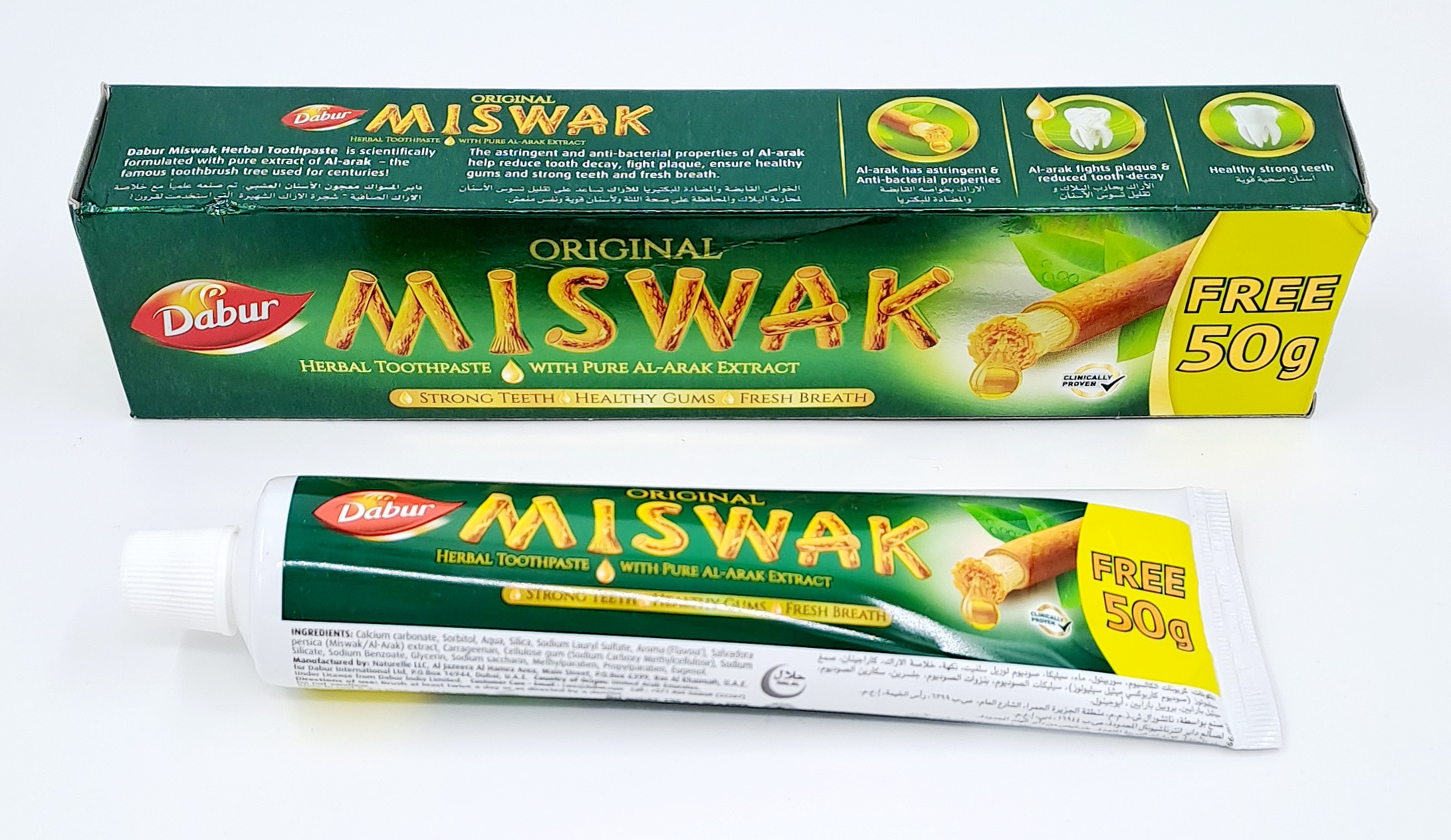 Dabur - Dentifrice miswak 170g + brosse à dent