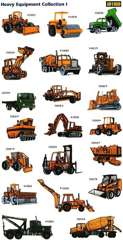 Broderie numérique Pack Motifs engin de construction Format JEF
