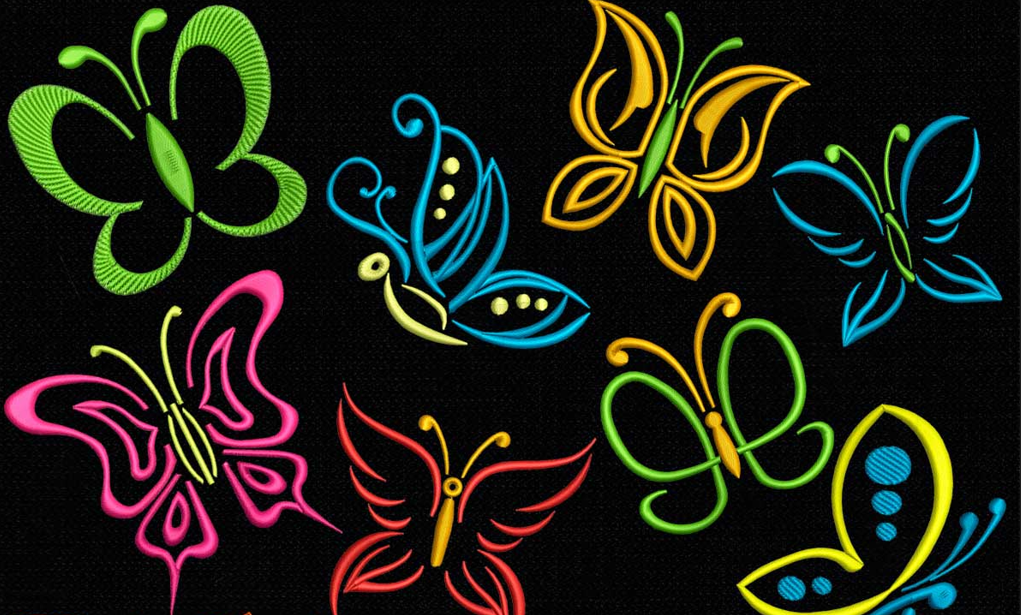 Broderie numérique Pack Motifs de papillons Formats PES,JEF,DST,HUS,EXP,XXX,VP3,VIP