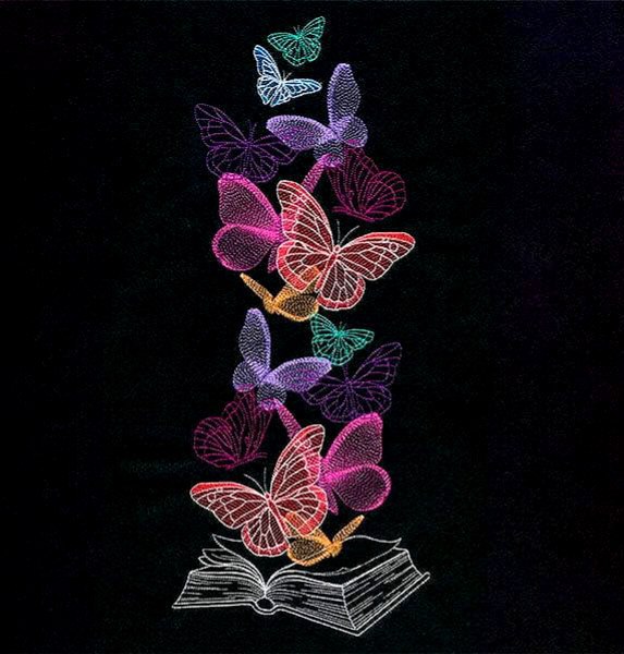 Broderie numérique Motif Papillons fantaisie Formats PES,JEF,DST,HUS,XXX,EXXP,VIP,VP3