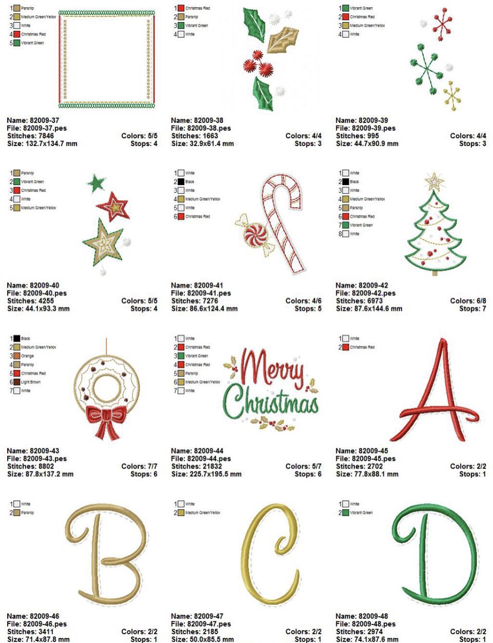 Broderie numérique Alphabet NOEL  Format PES