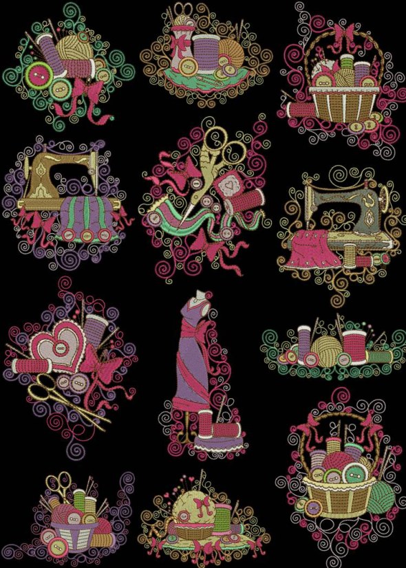 Broderies numériques motifs  coutures Format PES,JEF