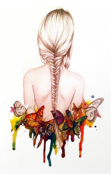 Broderie numérique fille avec des papillons Formats PES,DSR,JEF,EXP,HUS,XXX,VIP,VP3